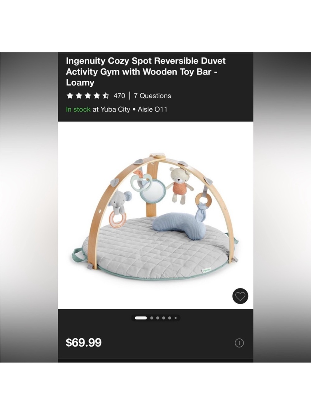 Ingenuity Cozy Spot Reversible Activity Gym - Loamy Gray